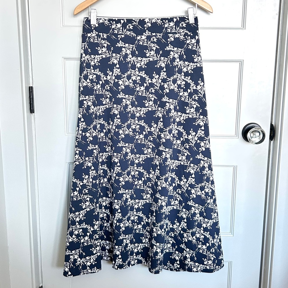 Pact French Navy Shoreline Floral Print Fit & Flare Swing Midi Skirt Size XXL - Picture 9 of 9